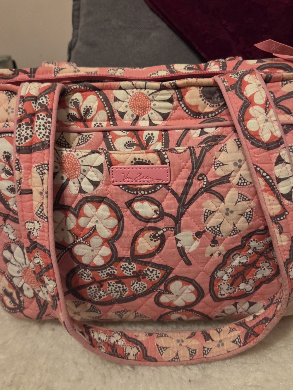 Vera Bradley Pink Quilted Floral Tote Bag